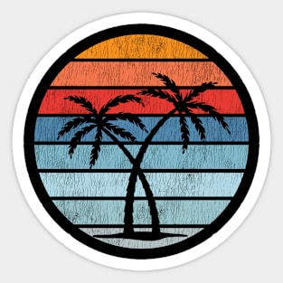 Tree Palm Sunset Beach Vintage Sticker